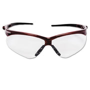 V30 Nemesis Safety Glasses, Clear, Polycarbonate Lens, Anti-Fog, Red Frame/Temples, Nylon