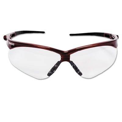 V30 Nemesis Safety Glasses, Clear, Polycarbonate Lens, Anti-Fog, Red Frame/Temples, Nylon