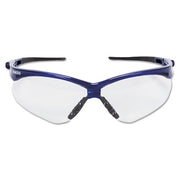 V30 Nemesis Safety Glasses, Clear, Polycarbonate Lens, Anti-Fog, Metallic Blue Frame/Black Temples, Nylon