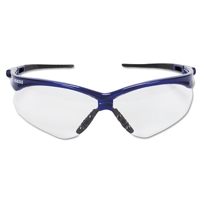 V30 Nemesis Safety Glasses, Clear, Polycarbonate Lens, Anti-Fog, Metallic Blue Frame/Black Temples, Nylon