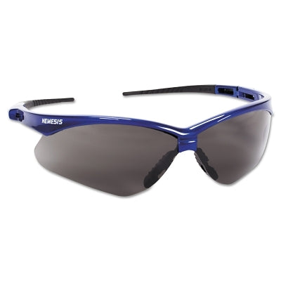 V30 Nemesis Safety Glasses, Smoke, Polycarbonate Lens, Anti-Fog, Metallic Blue Frame/Black Temples, Nylon
