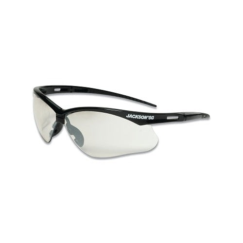 Jackson Safety SG Series safety glasses, indoor/outdoor mirror poly lens, black half-frame, anti-scratch safety glasses