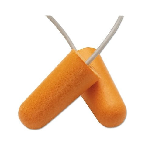 Jackson Safety H10 disposable earplugs, orange polyurethane foam with cord, corded foam earplugs