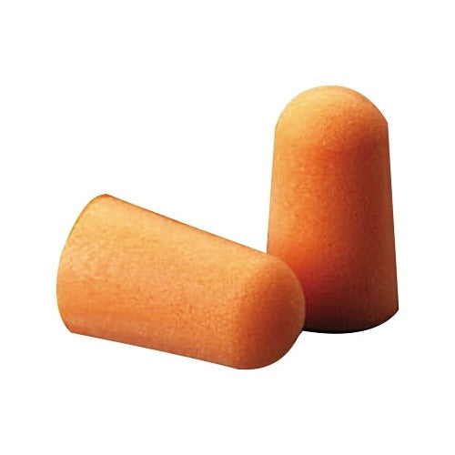 3M 1100 foam earplugs bright orange uncorded tapered cylindrical pair shown hearing protection