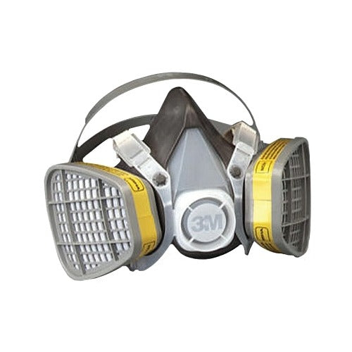 3M 5000 Series half facepiece respirator large dual cartridges yellow organic vapor acid gas gray thermoplastic respirator