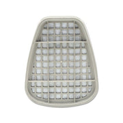 3M 6000 Series organic vapor respirator cartridge, gray rectangular filter with grid face, compatible with 6000 series respirator