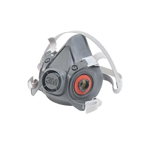 3M 6000 Series half facepiece reusable respirator large, gray TPE dual cartridge ports with adjustable straps
