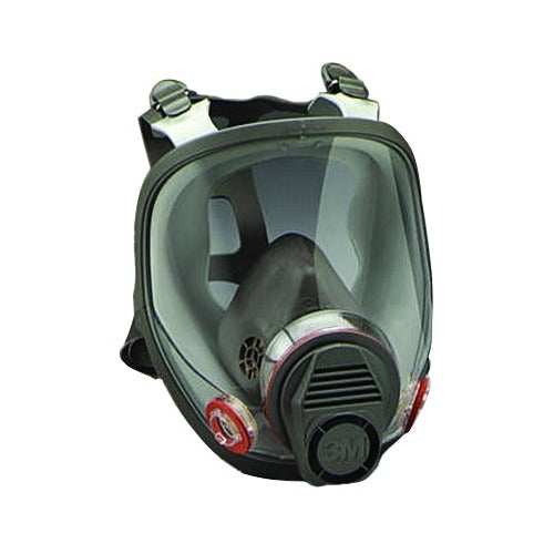 3M 6000 Series full facepiece respirator, small, gray silicone mask with clear visor and dual cartridges