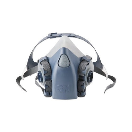 3M 7500 Series half facepiece respirator small, blue silicone dual-cartridge with head straps, half face respirator