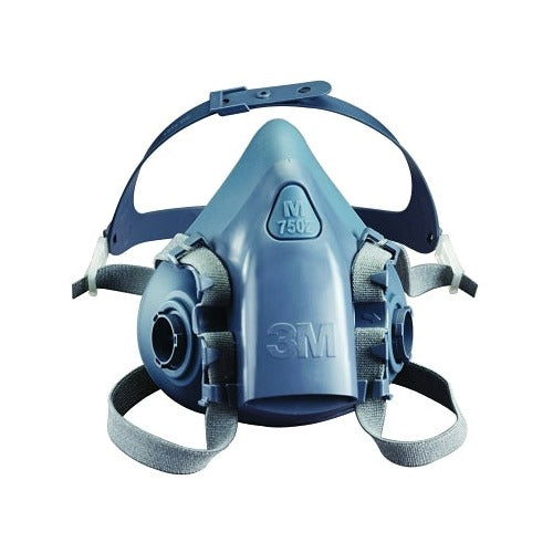 3M 7502 half facepiece respirator medium silicone body with dual cartridge ports and adjustable head straps