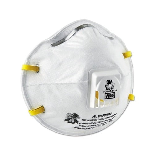 3M 8210V N95 particulate respirator, half facepiece with exhalation valve, white cup-style respirator