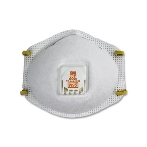 3M 8511 N95 particulate respirator half facepiece two fixed straps cool flow exhalation valve white disposable respirator