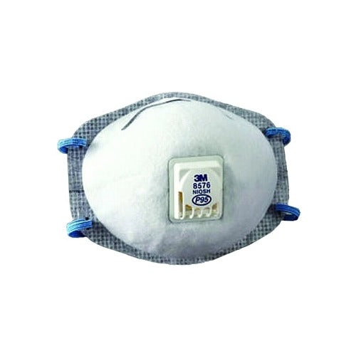 3M 8576 P95 particulate respirator, half facepiece with exhalation valve, white cup-style respirator