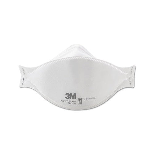 3M Aura 9210 Plus N95 disposable respirator flat-fold design two white straps NIOSH N95 dust aerosol respirator