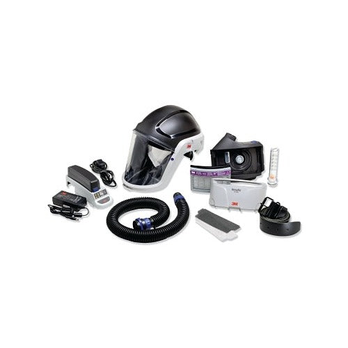 3M Versaflo TR-300N+ PAPR kit, hard hat visor, blower unit, breathing tube, battery pack, powered air purifying respirator