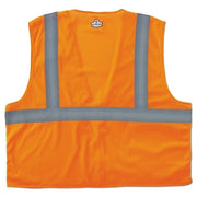 GloWear Safety Vest, 8210Z, Mesh, Class 2, Type R, 2 in Reflective Tape, 2 Pockets, Zipper, 2X-Large/3X-Large, Orange
