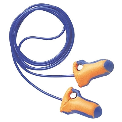 Laser Trak Detectable Earplugs, Foam, Blue/Orange, Corded