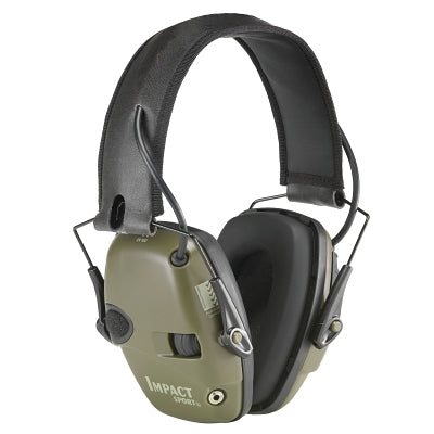Impact Sport Earmuff, 22 dB NRR, Black/Hunter Green, Over-the-Head