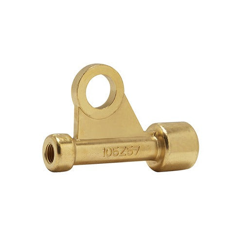 CK Worldwide 15PCA TIG power cable adapter 3/8-24 thread, brass body with eye hole and threaded barrel, stamped 105Z57