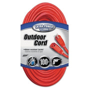 Vinyl Extension Cord, 100 ft, 1 Outlet, Red