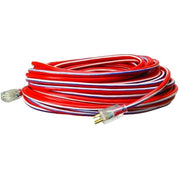 Stripes Extension Cord, 50 ft, 1 Outlet, Red/White/Blue