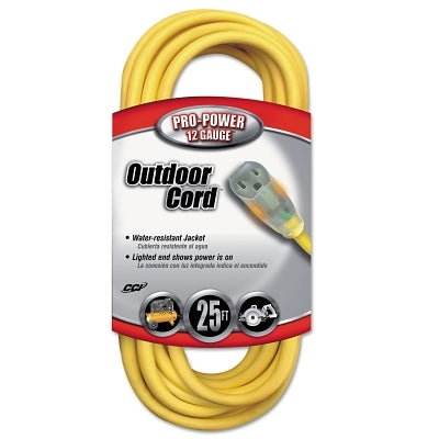 Southwire Yellow Jacket Power Cord, 25 ft, 1 Outlet, Yellow
