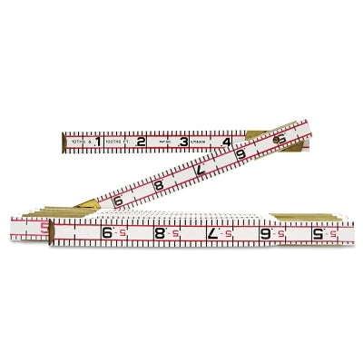 Red End Engineer's Scale Folding Wood Rule, 6 ft L, Wood, SAE