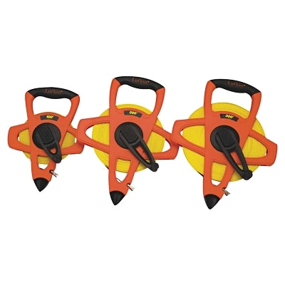 Hi-Viz Orange Reel Fiberglass Tapes, 1/2 in x 100 ft, SAE, Orange, 1/10 in Grad