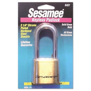 Sesamee Keyless Padlock, 5/16 in dia, 2-1/4 in L X 1 in W, Brass