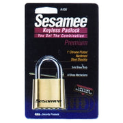 Sesamee Keyless Padlock, 5/16 in Shackle dia, 1 in L X 1 in W, Brass, Carded