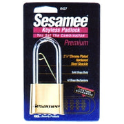 Sesamee Keyless Padlock, 5/16 in Shackle dia, 2-1/4 in L X 1 in W, Brass, Carded