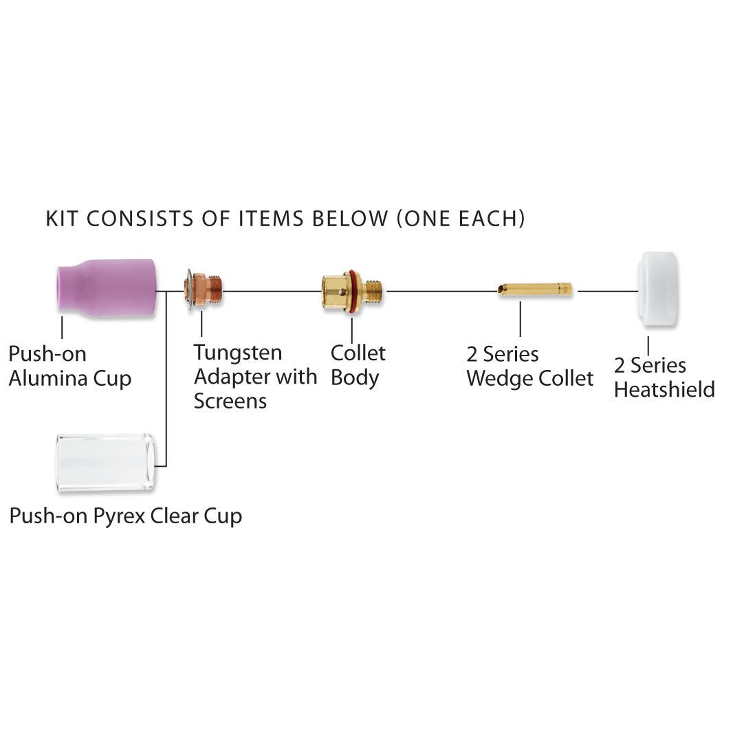 CK D2GS332-P Standard Gas Saver Kit 3/32in 2-Series TIG torch with alumina or Pyrex cup, adapter, collet body