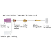 CK D2GS418LD-A Large Diameter Alumina Gas Saver Kit 1/8in 2-Series TIG torch with LD adapter and heatshield