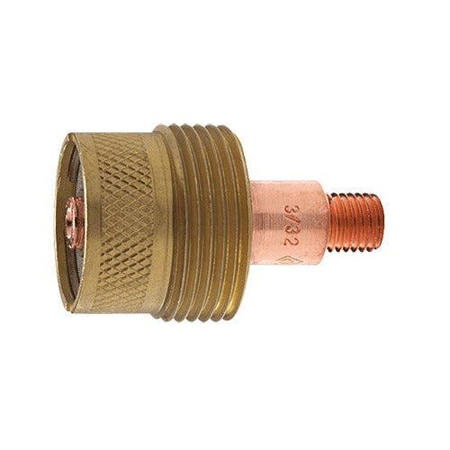 CK Gas Lens 1/8" Large Diameter brass knurled body copper threaded shank TIG torch gas lens