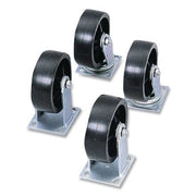 Heavy-Duty Caster Set, 6 in dia, Polyolefin, 2 Fixed/2 Swivel