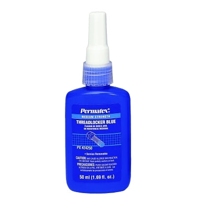 Medium Strength Blue Threadlocker, 50 mL, 1/4 in to 3/4 in Thread, Blue, Liquid