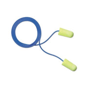 3M E-A-Rsoft Yellow Neons foam earplugs, neon yellow polyurethane, regular size, corded with blue cord, hearing protection earplugs