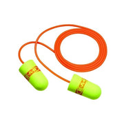 3M E-A-Rsoft SuperFit corded earplugs yellow-green polyurethane foam with orange connecting cord hearing protection