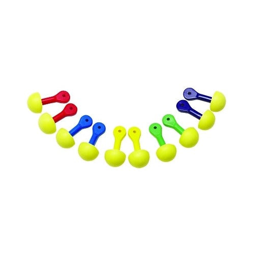 3M E-A-R Express Pod Plugs earplugs yellow polyurethane dome with blue plastic stem push-in uncorded pair foam earplugs