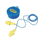 3M E-A-R UltraFit earplugs yellow elastomeric flanged with blue cord and round carry case, corded hearing protection