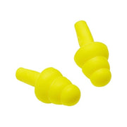 3M E-A-R Ultrafit uncorded earplugs, yellow elastomeric polymer triple-flange stem design, pair shown