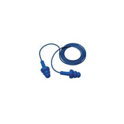 3M E-A-R Ultrafit corded earplugs blue elastomeric polymer flanged design with coiled blue cord hearing protection