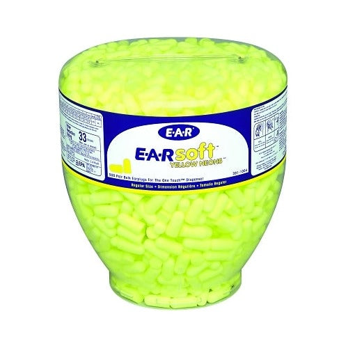 3M E-A-R EARsoft One Touch dispenser yellow polyurethane foam uncorded earplugs 33 NRR bulk refill earplug dispenser