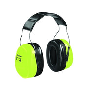 3M PELTOR Optime 105 over-the-head earmuff 30 dB NRR hi-viz yellow-green cups black headband earmuff