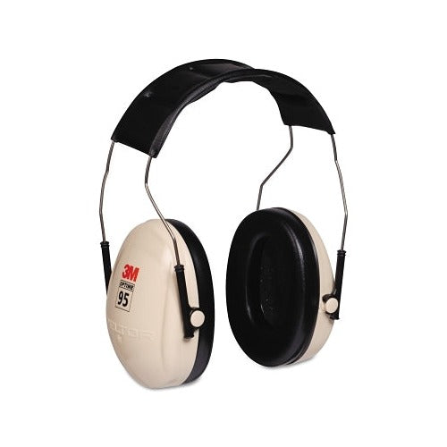 3M Peltor Optime 95 H6A over-the-head earmuffs 21 dB NRR white cups black headband for hearing protection