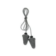 3M Next Skull Screws corded earplugs, silver polyurethane ribbed tips with grey cord, NRR-rated hearing protection earplug
