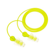 3M Tri-Flange earplugs clear elastomeric polymer corded hi-vis yellow cord reusable earplugs