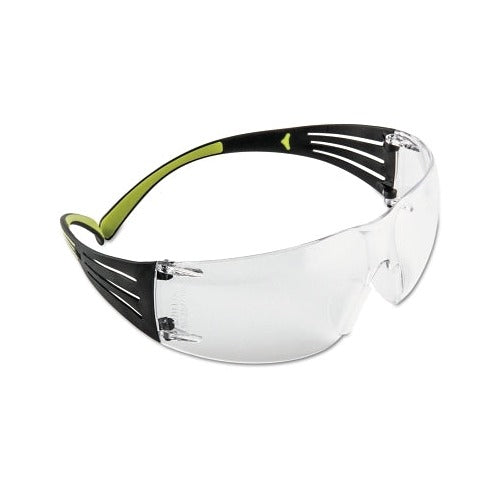 3M SecureFit SF401AF safety glasses clear anti-fog anti-scratch lens with black and green pressure-diffusion temples