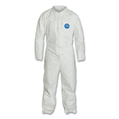 Tyvek 400 Coverall, Serged Seams, Collar, Elastic Waist, Open Wrists/Ankles, Front Zipper, Storm Flap, White, 2X-Large