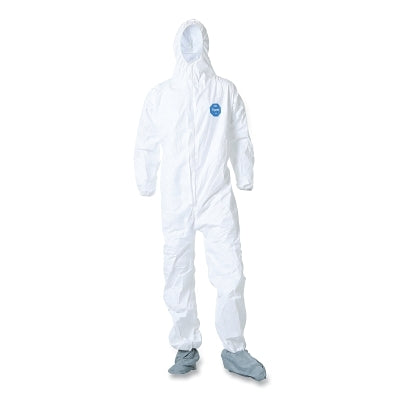 Tyvek 400 Coverall, Serged Seams,Attached Hood, Boots, Elastic Waist/Wrist/Ankles, Front Zipper, Storm Flap, White, 4X-Large